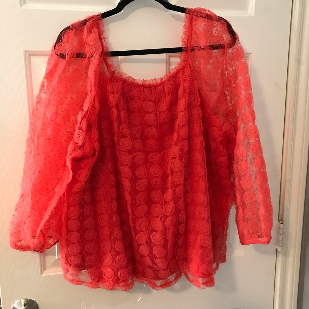 Cato Red Ruffled Oversized Blouse - Picture 2 of 6